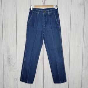 Vintage Brittania Dark Wash Pleat Front Blue Jeans